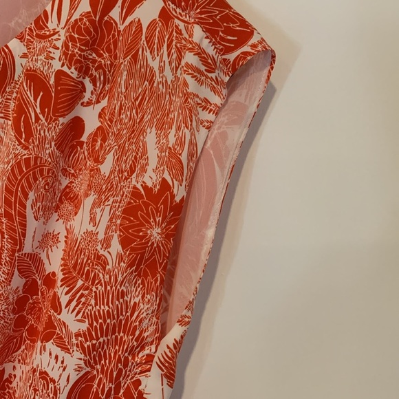 H&M tomato red/white sleeveless botanical print dress. Size 4. NWOT. - Picture 5 of 8